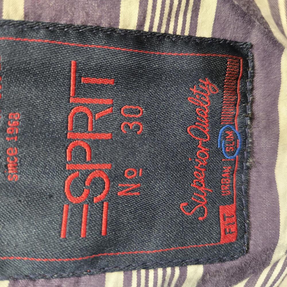 Esprit Men's XL Slim Fit Purple Striped Button Up Shirt Long Sleeve Roll Tab - Picture 4 of 9